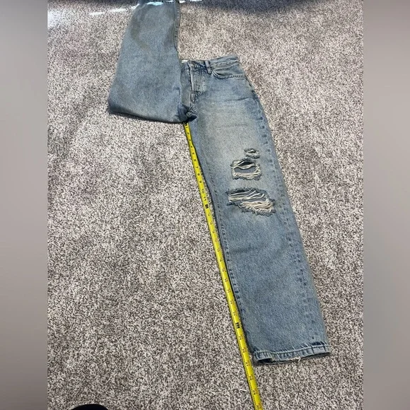 We The Free 25 Distressed Straight Leg Jeans High Rise Ripped Denim Boho - Picture 6 of 11